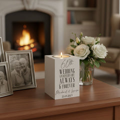 Personalised 60th Wedding Anniversary Tea Light Holder Gift