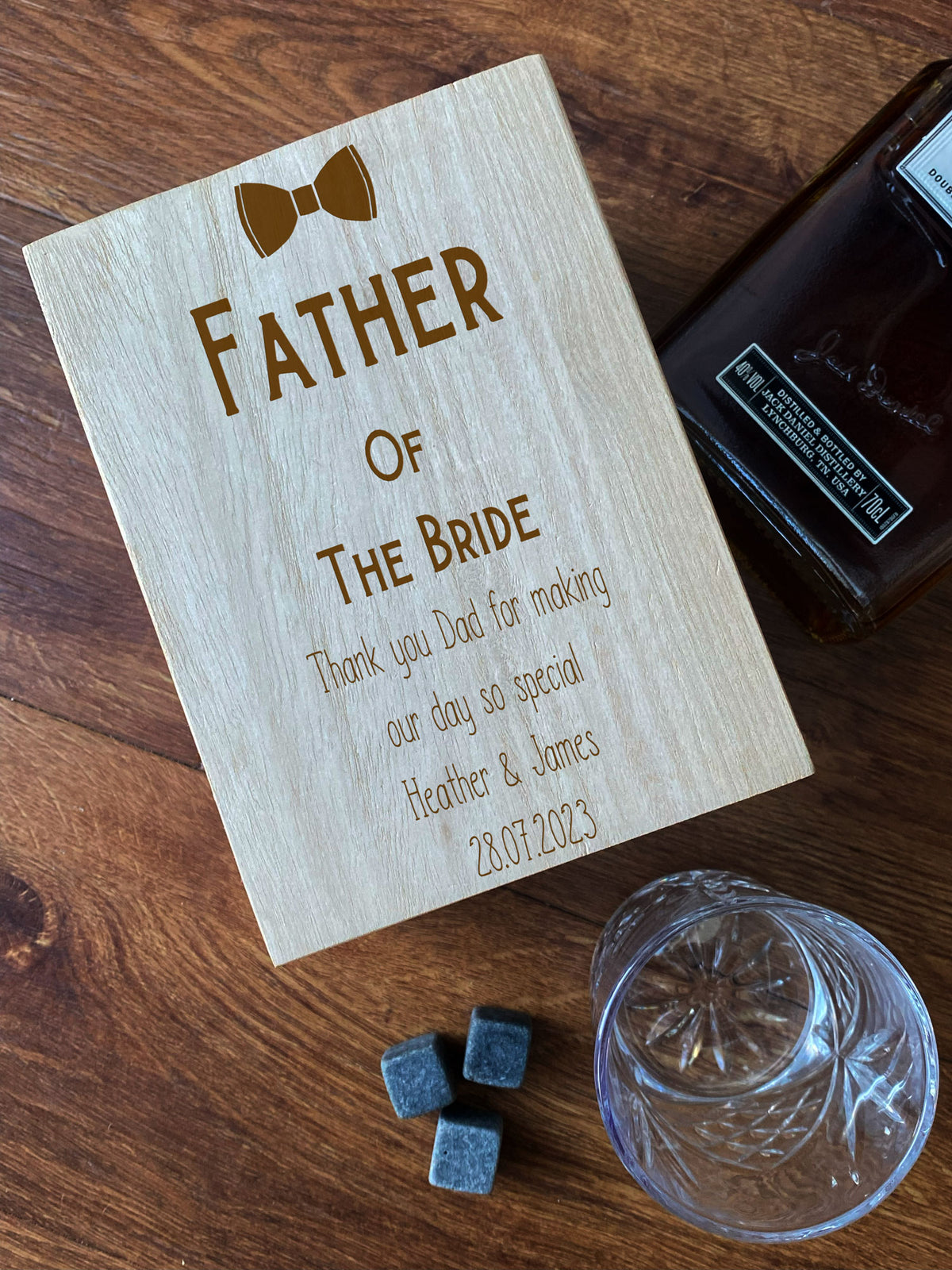 Personalised Whisky Stones & Tumbler Father Of The Bride Wedding Gift