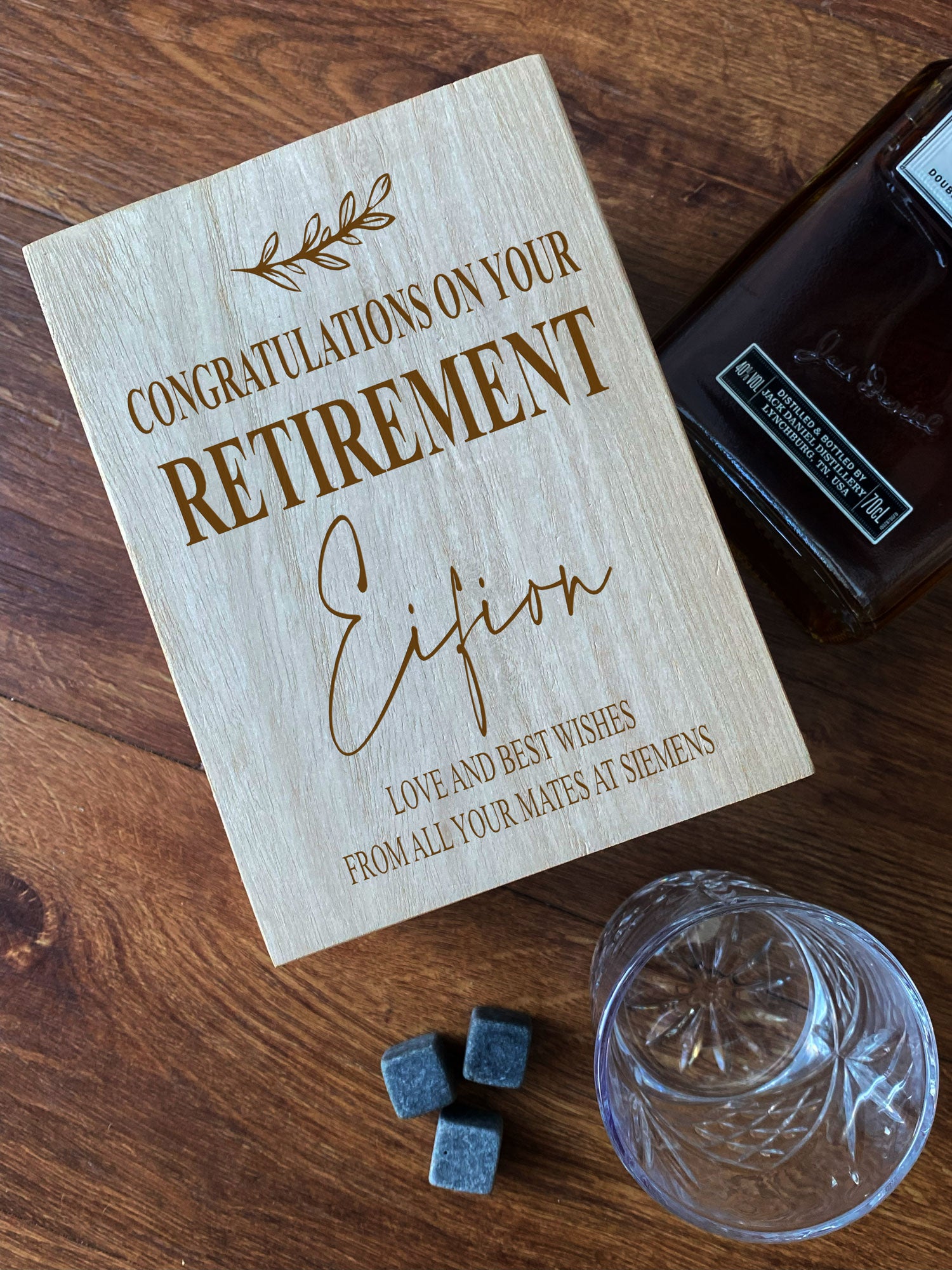 Personalised Whisky Stones & Tumbler Retirement Gift Set Personalised Whisky Stones ukgiftstoreonline