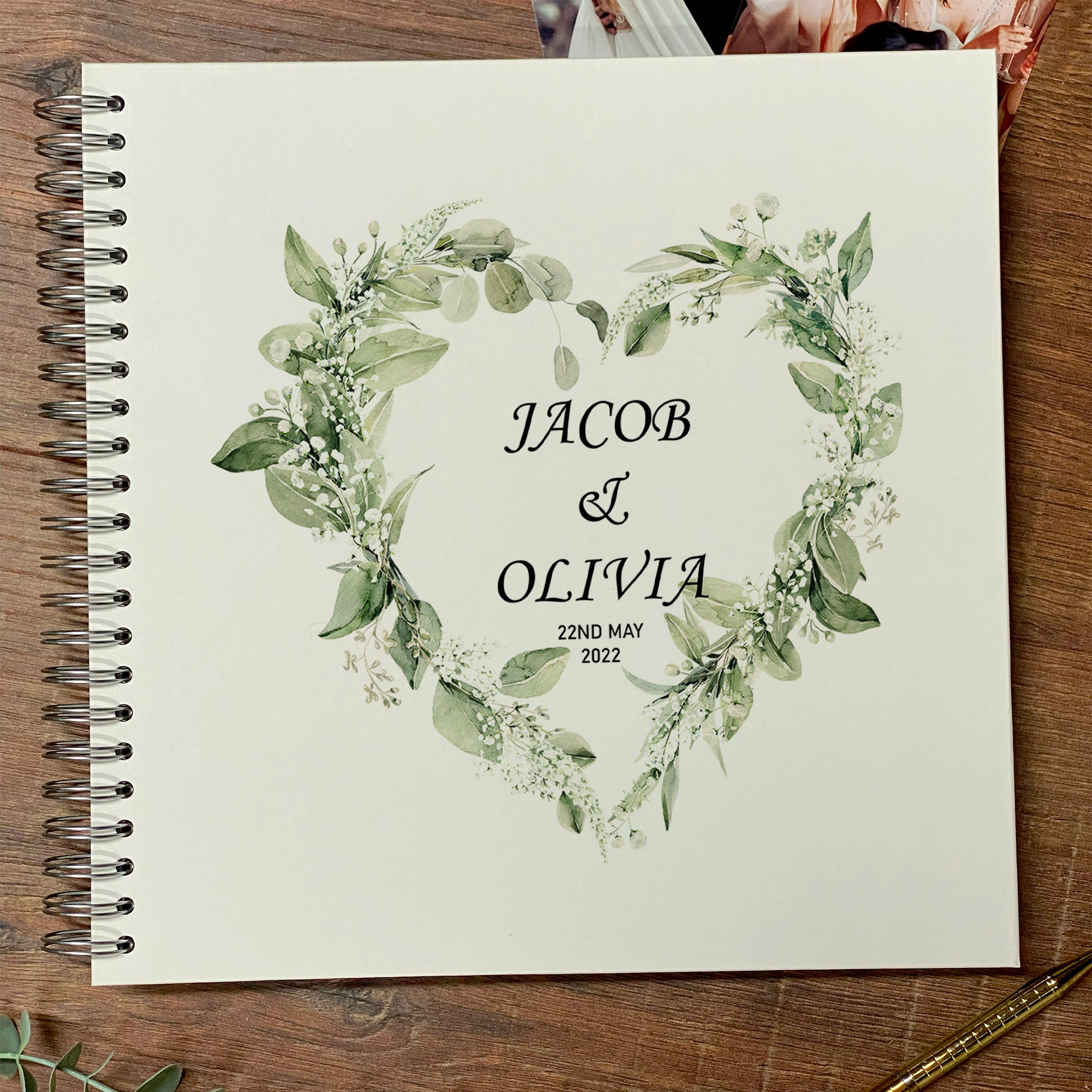 Large Wedding Photo Album Scrapbook Guest Book Boxed Floral Leaf Heart