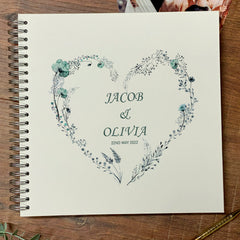 Large Wedding Photo Album Scrapbook Guest Book Boxed Floral Watercolour Heart