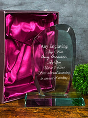 Large 20cm Curved Jade Glass Personalised Trophy Engraved