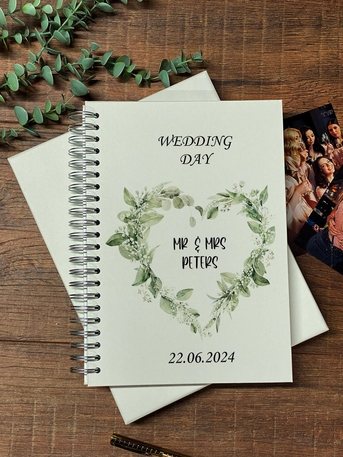 Large A4 Wedding Album Scrapbook Guest Book Boxed Floral Leaf Heart