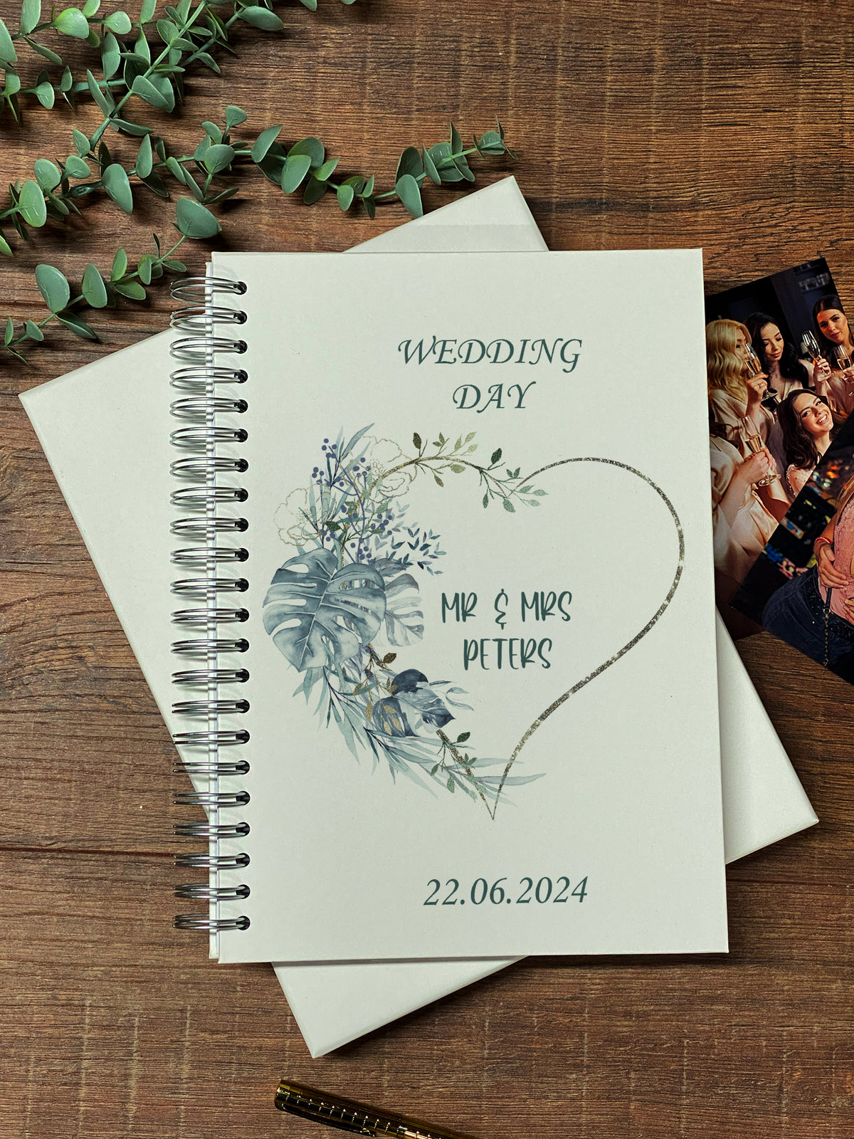 Large A4 Wedding Album Scrapbook Guest Book Boxed Tropical Leaf Heart