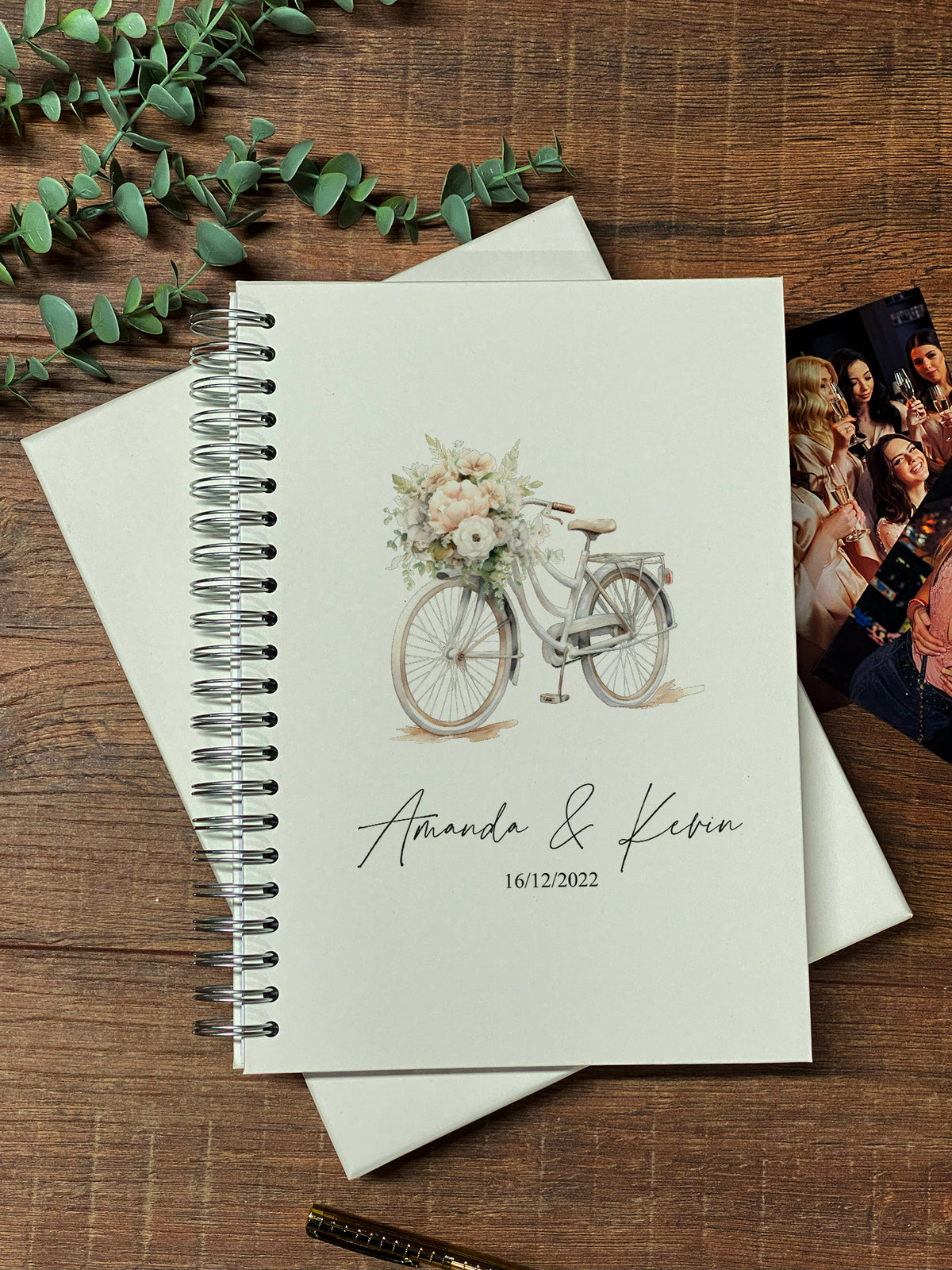 Large A4 Wedding Album Scrapbook Guest Book Boxed With Floral Bicycle