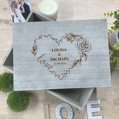 Personalised Large Wedding or Anniversary Love Heart Crate Keepsake Box Gift