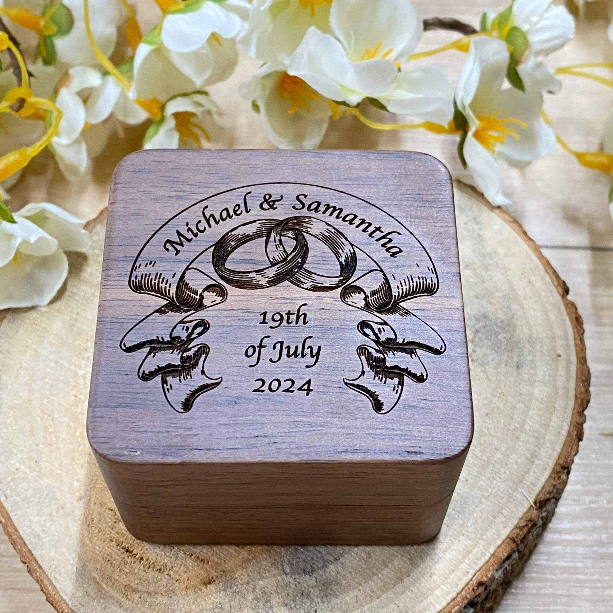 Personalized Wedding Wedding Ring Box Holder Wooden Ring Holder