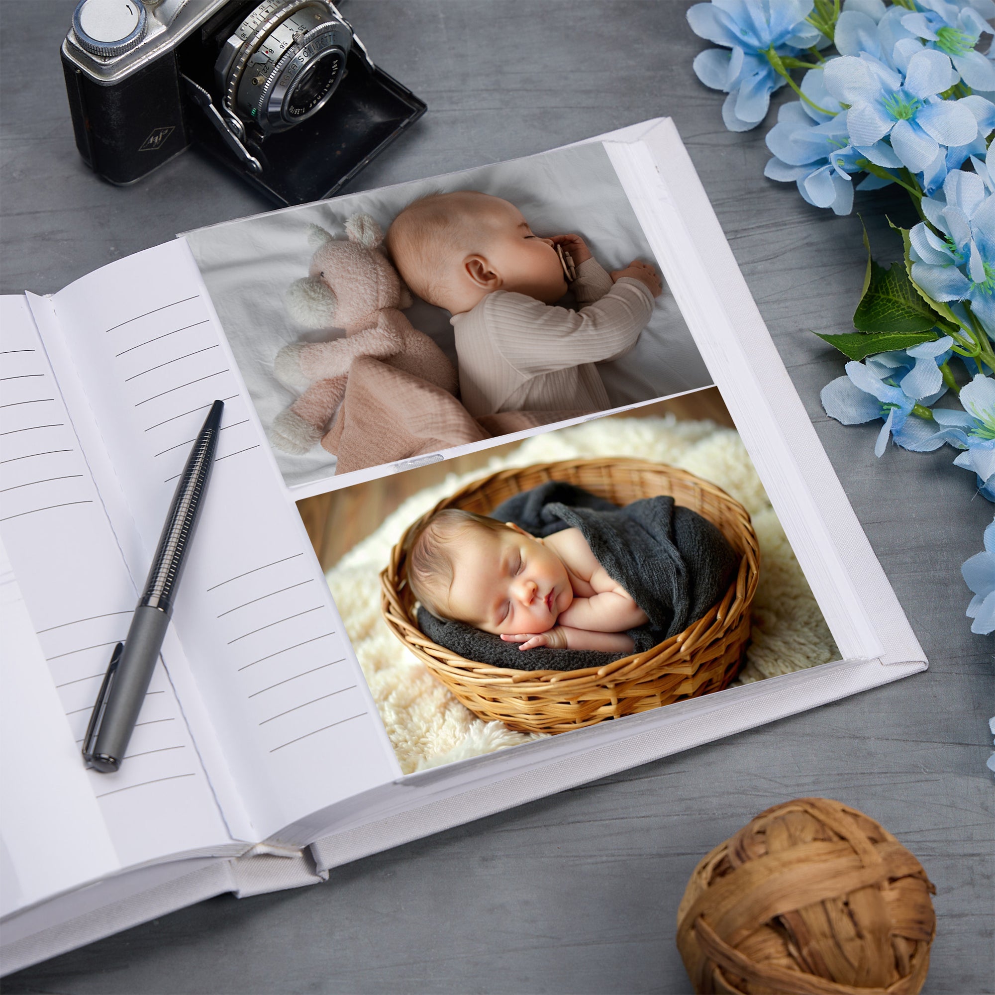 Large Book Bound Beautiful Baby Boy Photo Album With Heart