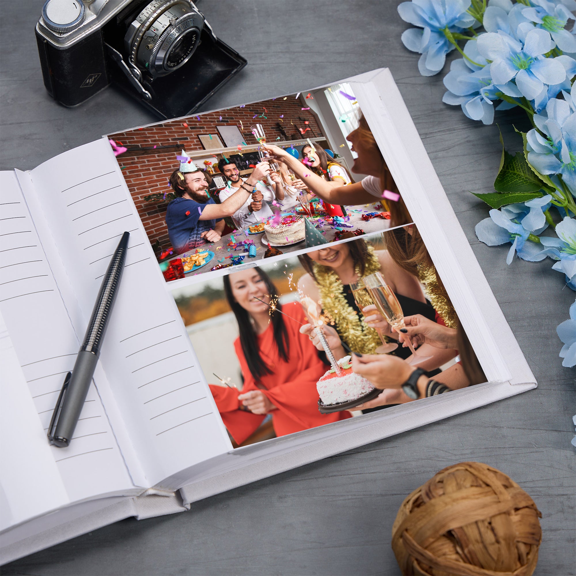 Large Book Bound 40th Birthday Gift For Her Or Him With Laurel Wreath Photo Album