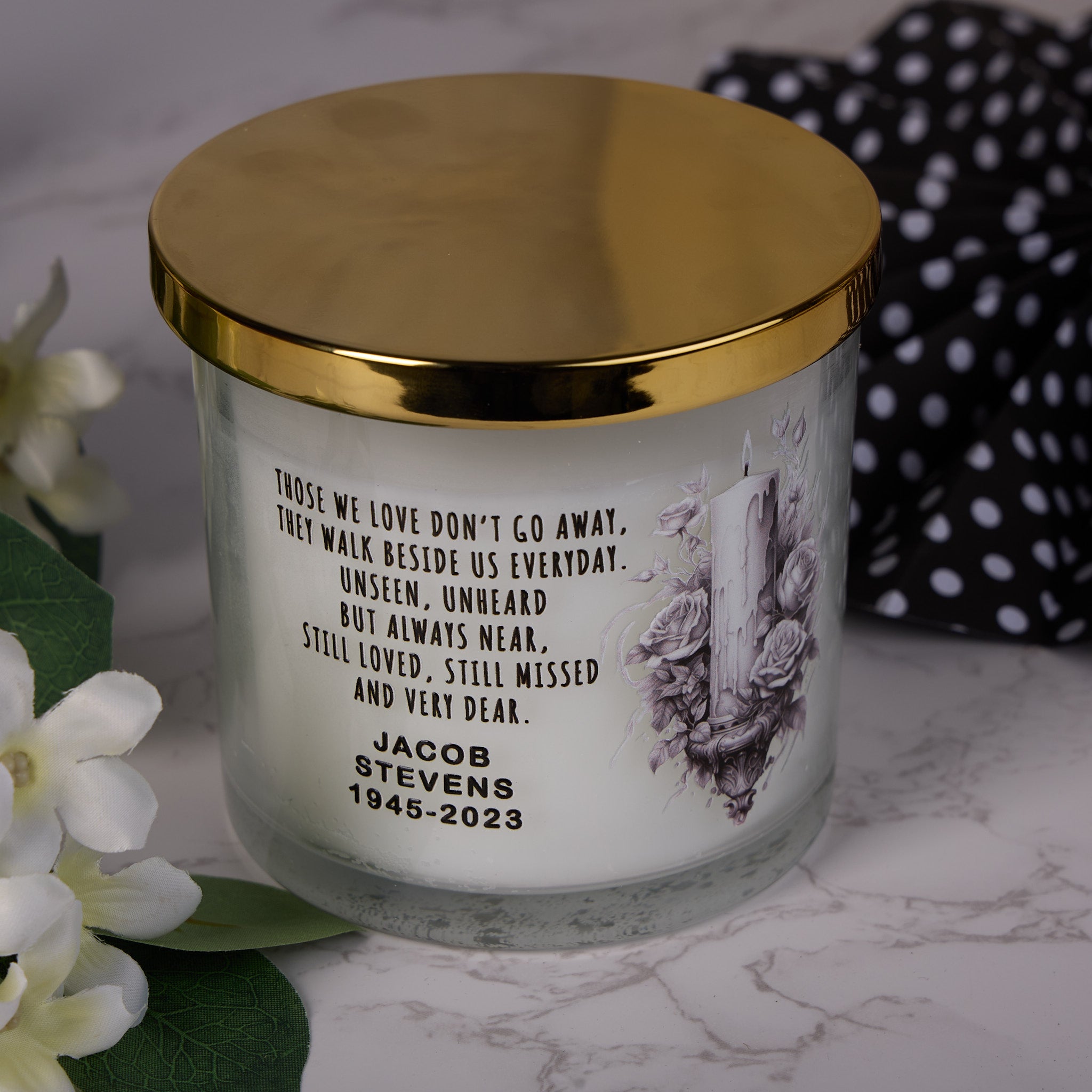 Personalised Sympathy Condolence Bereavement Memorial Gift Remembrance Candle With Sketch