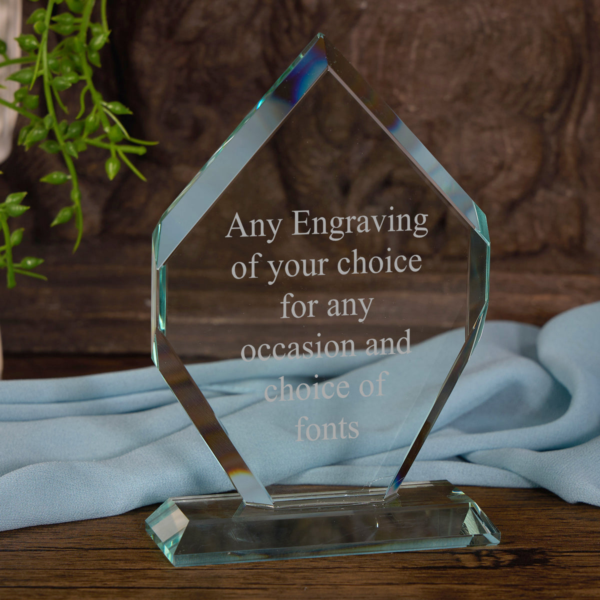 Jade Glass Personalised 15cm Award Trophy Any Engraving or Occasion Diamond Shape