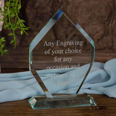 Jade Glass Personalised 15cm Award Trophy Any Engraving or Occasion Diamond Shape