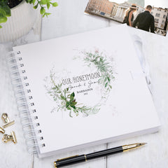 Personalised Honeymoon Scrapbook or Photo Album Botanical Themed