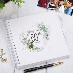 Personalised 60th Birthday Scrapbook Photo album Gift With Botanical Design
