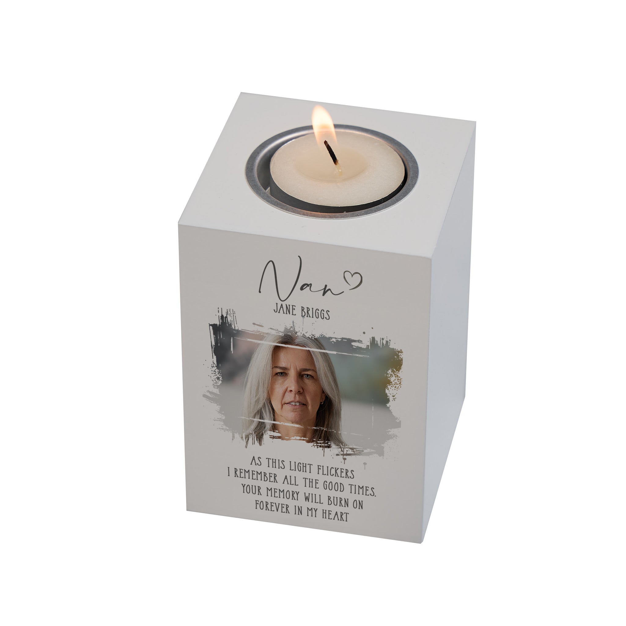 Memorial Nan Tea Light Holder Bereavement Sympathy Gift With Photo