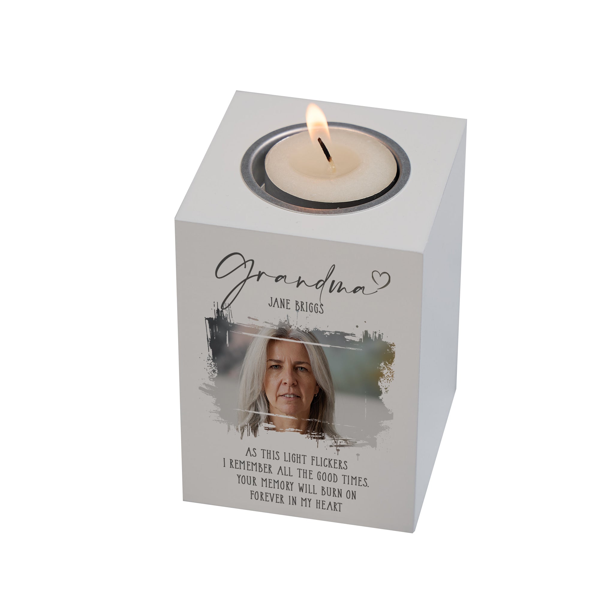 Memorial Grandma Tea Light Holder Bereavement Sympathy Gift With Photo