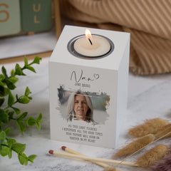 Memorial Nan Tea Light Holder Bereavement Sympathy Gift With Photo