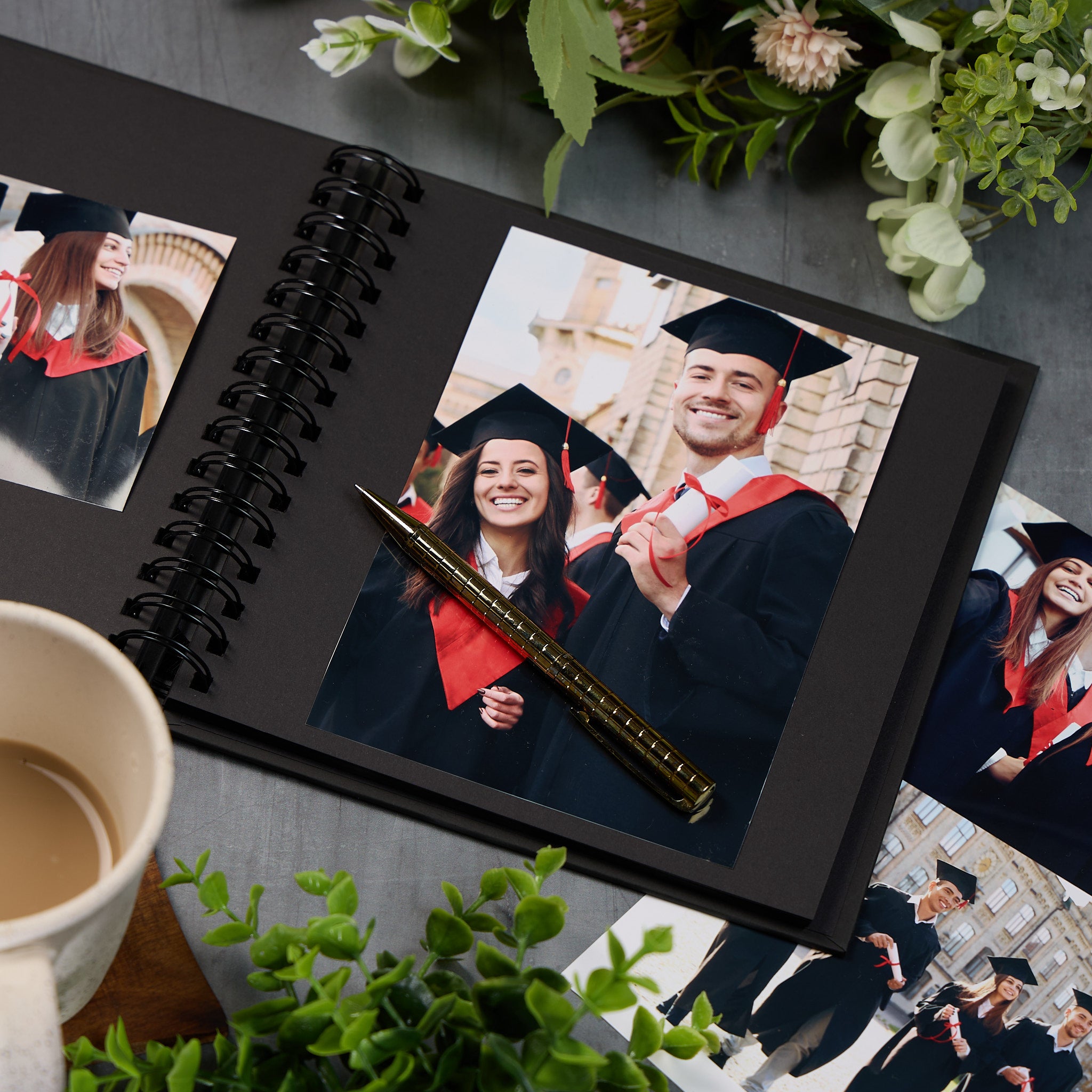 Congratulations On Your Graduation Black  Scrapbook Photo Album With Foil Print