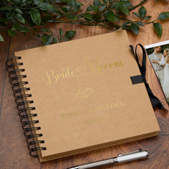 Custom Bride & Groom Guest Book, Personalised Scrapbook Album Memory Book Gift Ring Design Keepsake Album