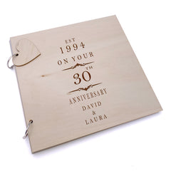 30th Anniversary Personalised Engraved Wooden Album Scrapbook For Memories