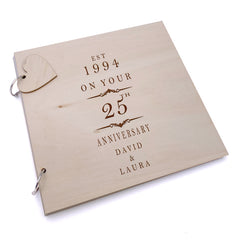 25th Anniversary Personalised Engraved Wooden Album Scrapbook For Memories