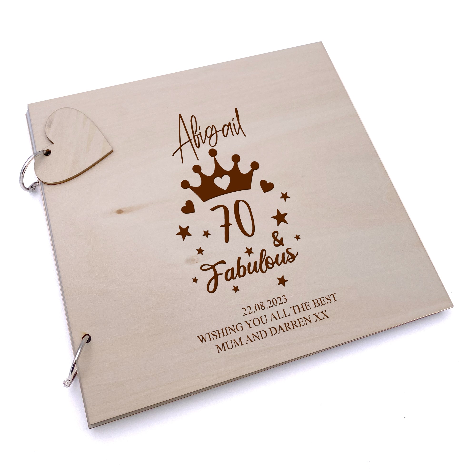70th Birthday Fabulous Personalised Engraved Wooden Album Scrapbook