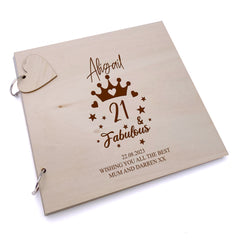 21st Birthday Fabulous Personalised Engraved Wooden Album Scrapbook