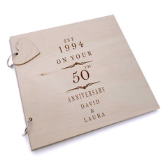 50th Anniversary Personalised Engraved Wooden Album Scrapbook For Memories