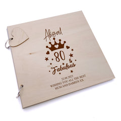 80th Birthday Fabulous Personalised Engraved Wooden Album Scrapbook