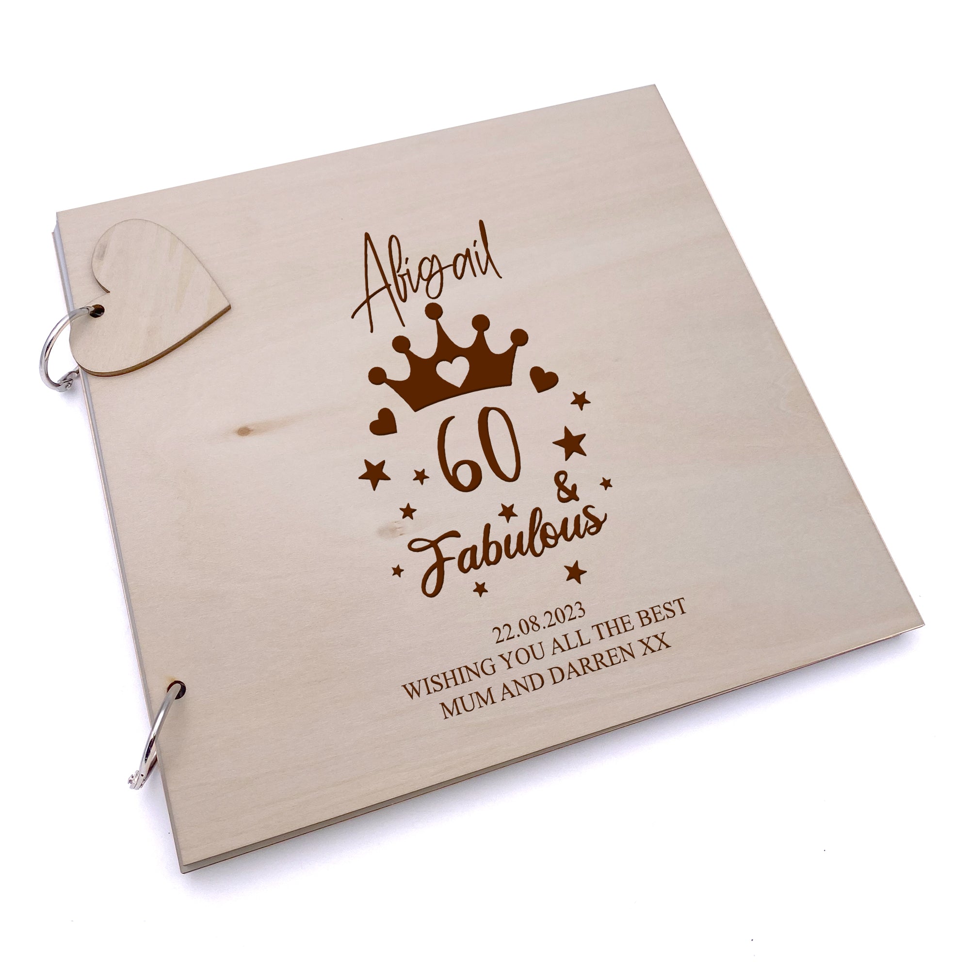 60th Birthday Fabulous Personalised Engraved Wooden Album Scrapbook