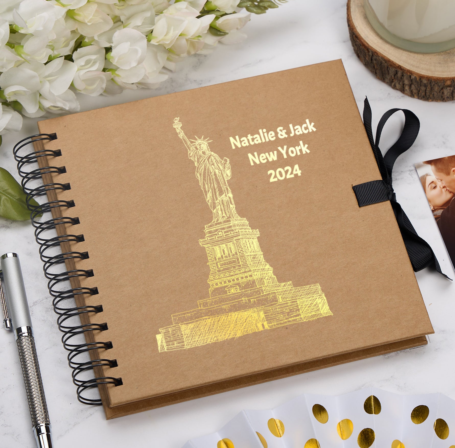 Personalised New York Keepsake Multiple Colour Scrapbook Photo Album Foil Print