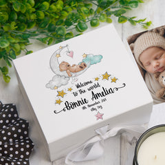 ukgiftstoreonline Personalised Baby Welcome to the world Keepsake Memory Box Gift