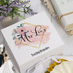 ukgiftstoreonline Personalised Any Name and Sentiment Blush Floral Keepsake Memory Box