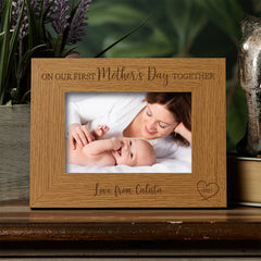 Wooden Personalised On Our First Mothers Day Landscape Picture Photo Frame