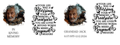 Personalised Memorial Photo Upload Lantern, Memorial Candle, Your Life Was A Blessing