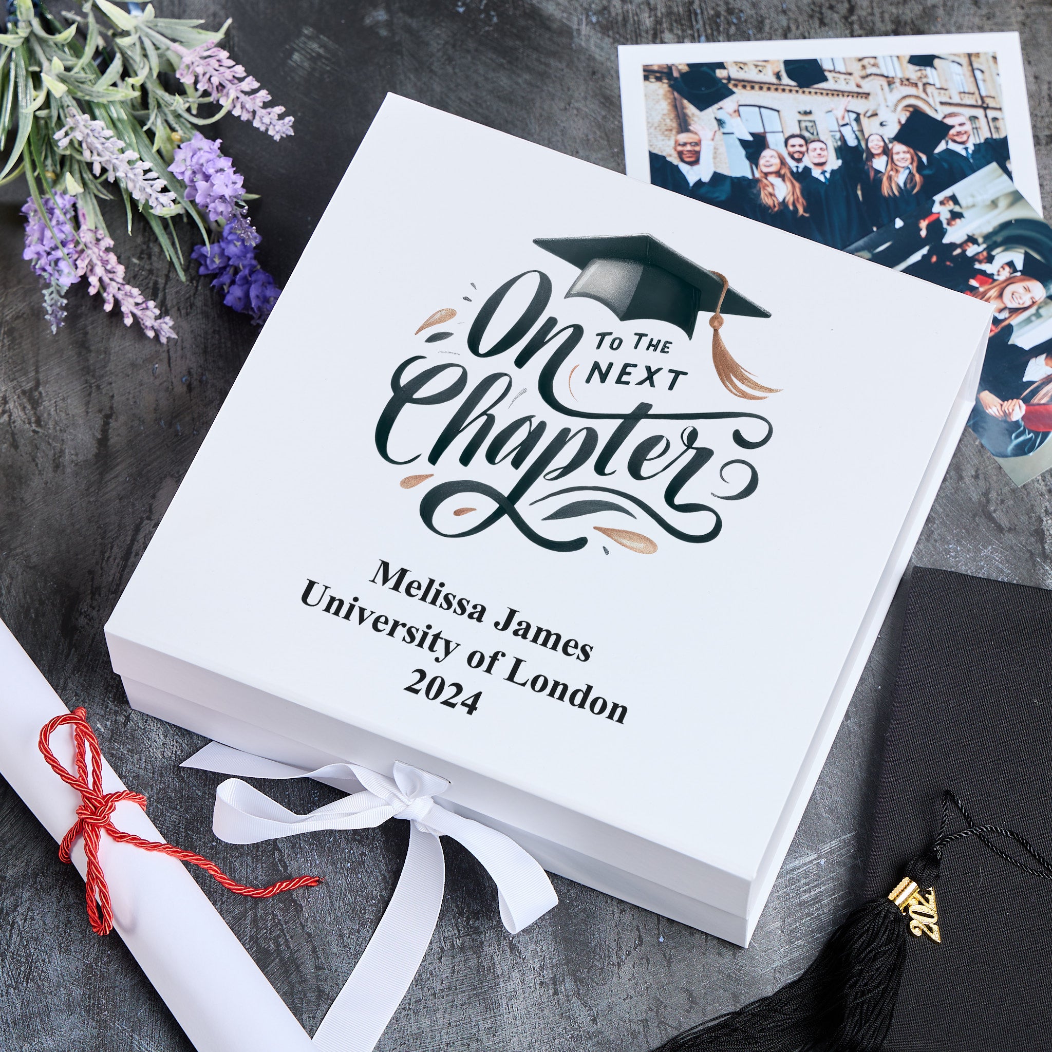 Personalised Graduation Gift Keepsake Memory Boxes Ribbon Closure