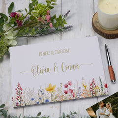 Bride & Groom Large Personalised Wedding Guest Book Linen Cover Custom Bride and Groom Names, Wedding Keepsake for Couple, Personalised Guest Signing Book