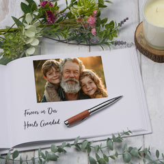 Personalised Large Funeral Book For Male Memorial & Condolence With Image