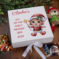 Personalised White Elf On The Shelf Memory Box Special Christmas Keepsake Gift