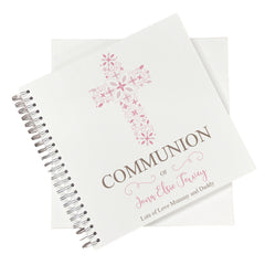 Large First Holy Communion  Memories Photo Album Scrapbook Guest Book Boxed Pink Cross
