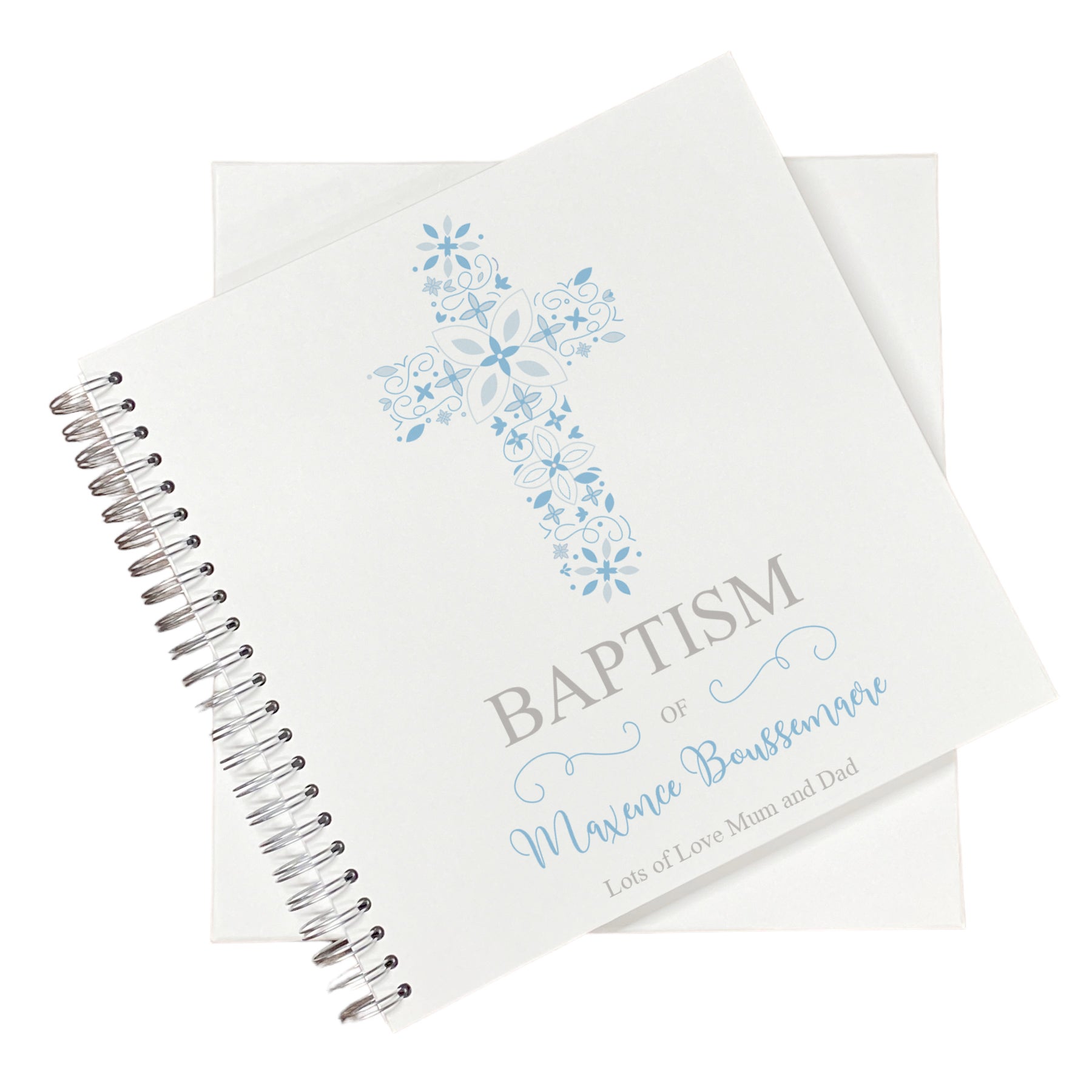 Large Elegant Baptism Memories Photo Album Scrapbook Guest Book Boxed Blue Cross