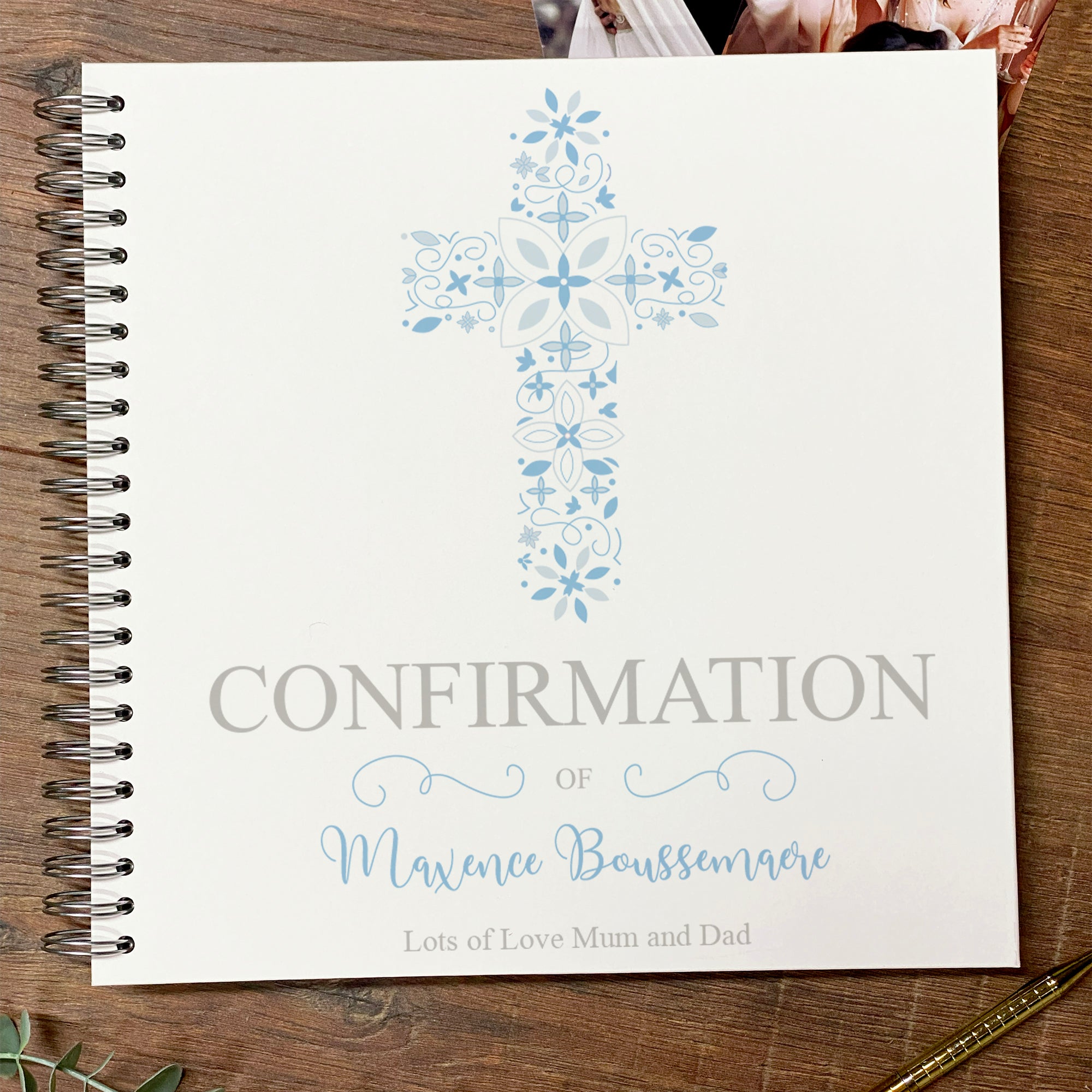 Large Confirmation  Memories Photo Album Scrapbook Guest Book Boxed Blue Cross