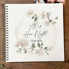Personalised Large Hen Night Album Scrapbook Guest Book Boxed Floral Wreath