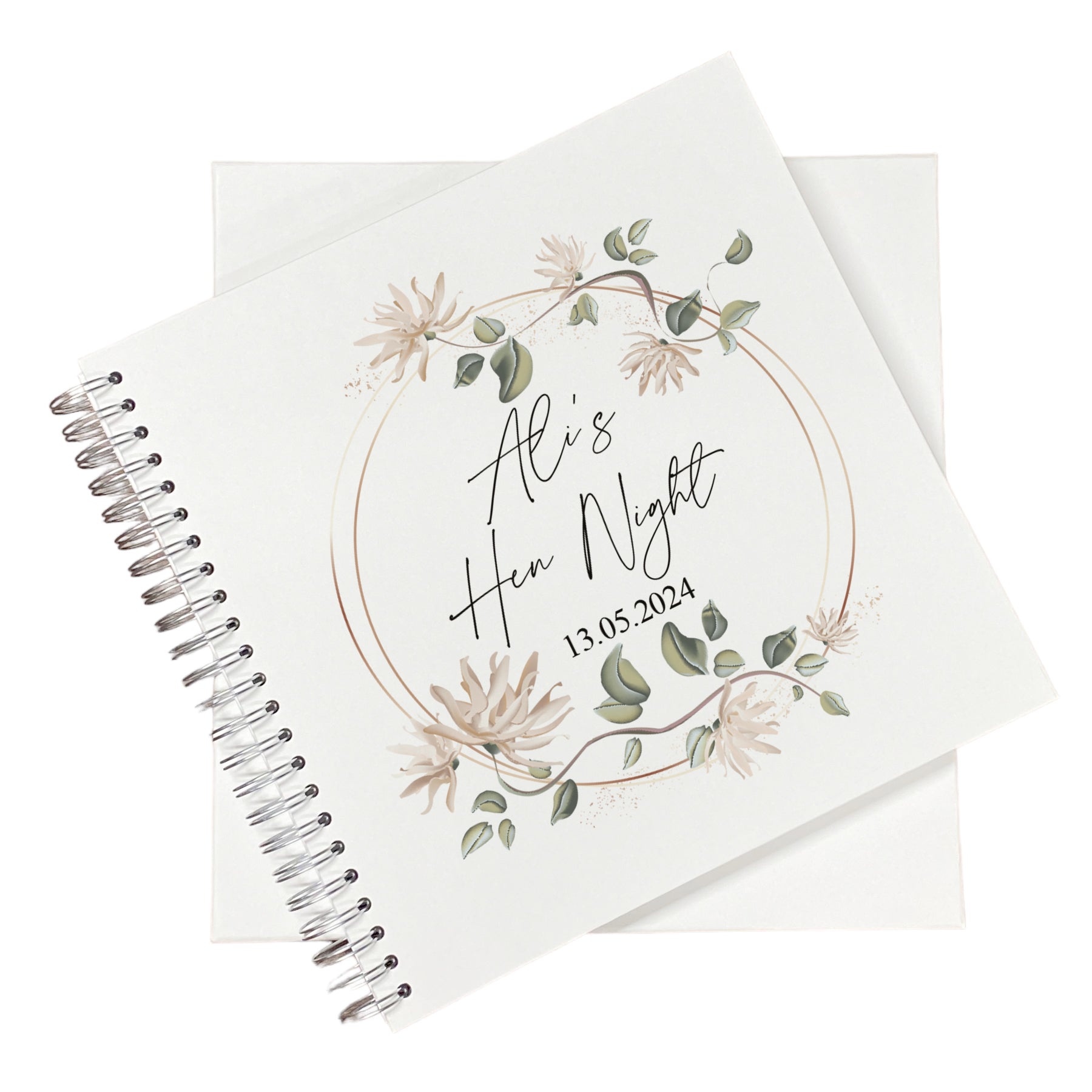 Personalised Large Hen Night Album Scrapbook Guest Book Boxed Floral Wreath