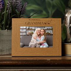 Grandma Butterfly Gift Mother's Day Birthday Wooden Engraved Photo Frame