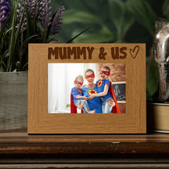Oak 6x4 Picture Photo Frame Mummy & Us Heart Gift Landscape