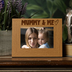 Oak Picture Photo Frame Mummy & Me Heart Gift Landscape