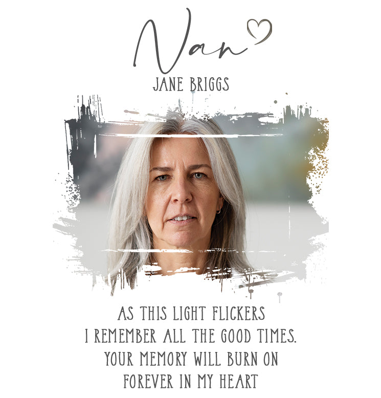 Memorial Nan Tea Light Holder Bereavement Sympathy Gift With Photo