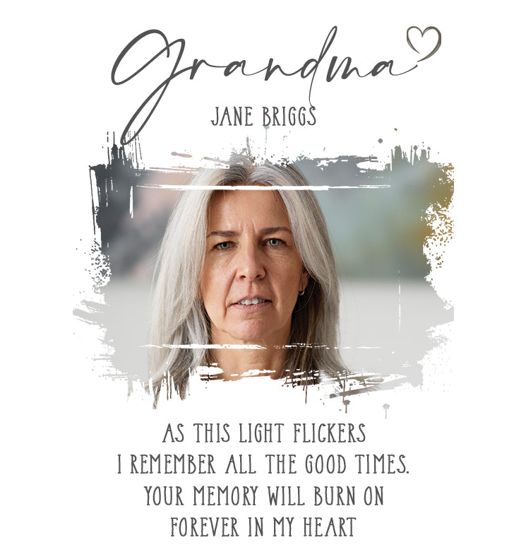 Memorial Grandma Tea Light Holder Bereavement Sympathy Gift With Photo