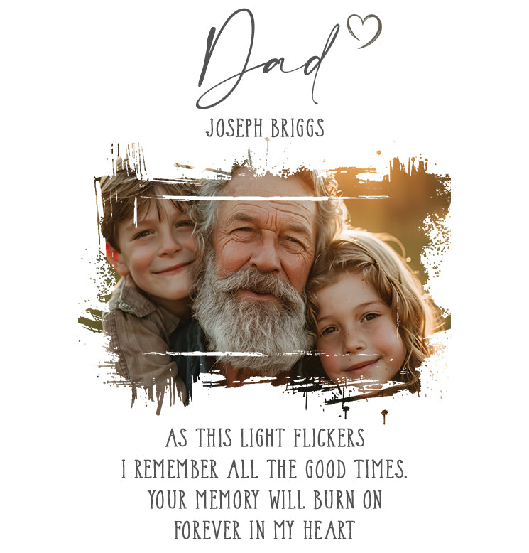 Memorial Dad Tea Light Holder Bereavement Sympathy Gift With Photo